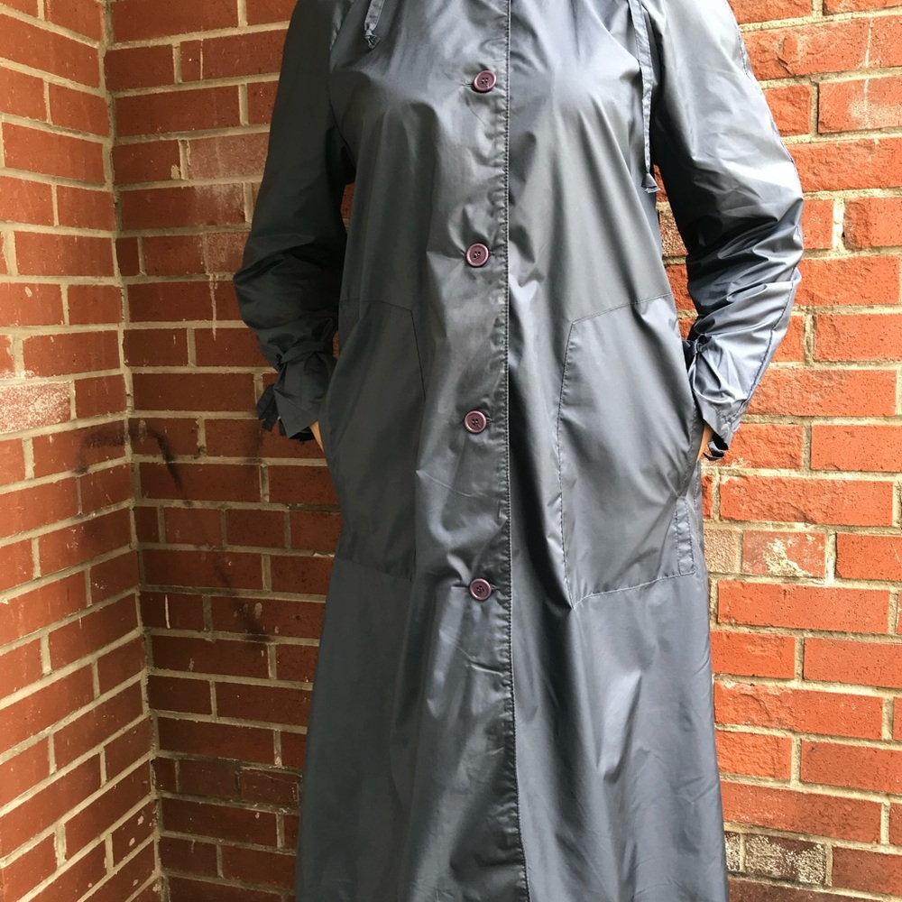Vintage Eatons Navy Long Raincoat with Button Details